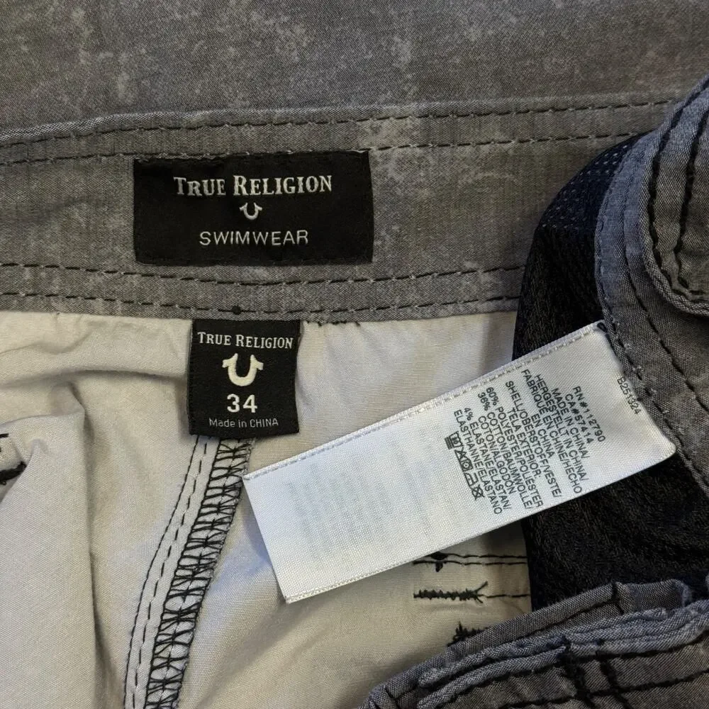 True Religion 34 men’s gray swimwear shorts outdoor activewear